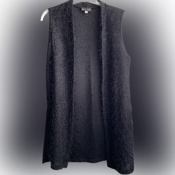 EUC Black Eyelash tunic knit vest cardigan - Picture 2 of 10